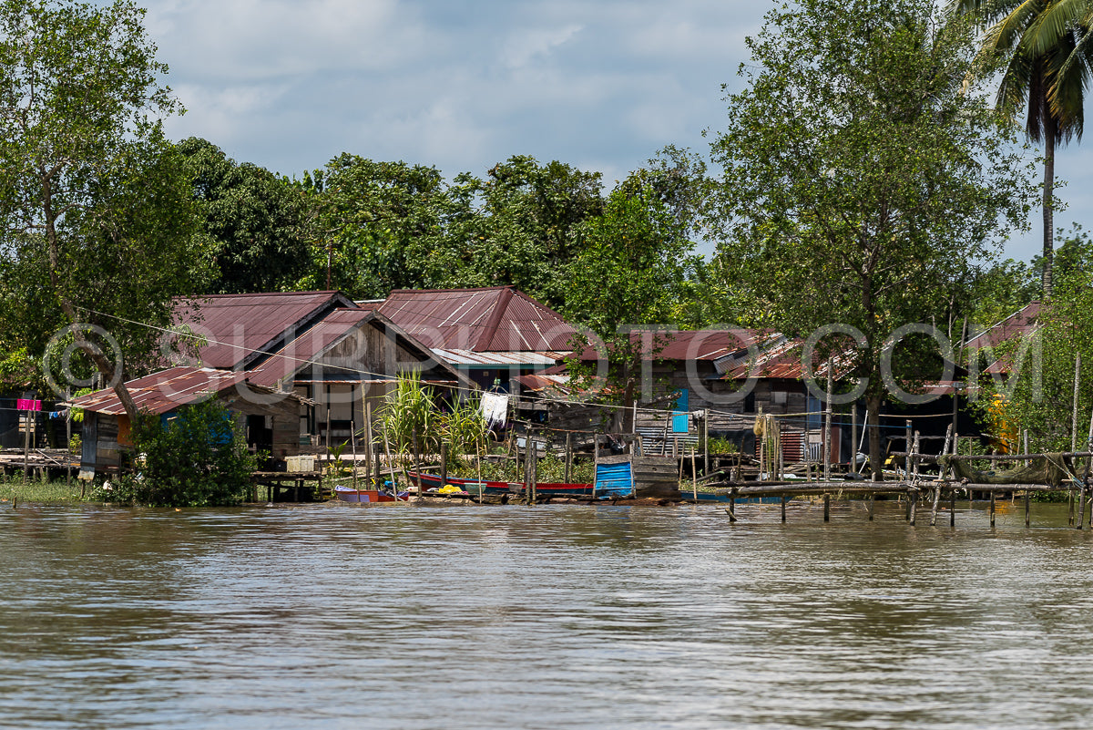 Fisherman house on Berau river- Borneo- Kalimantan- Indonesia