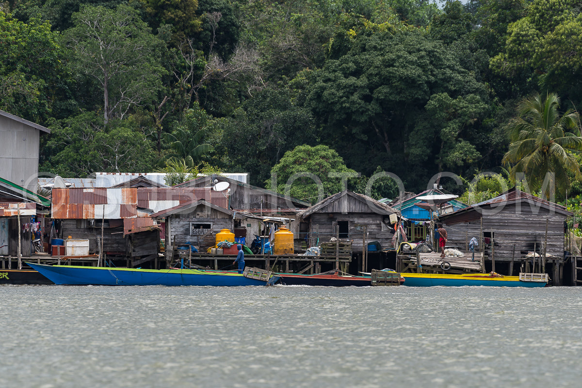 Fisherman house on Berau river- Borneo- Kalimantan- Indonesia
