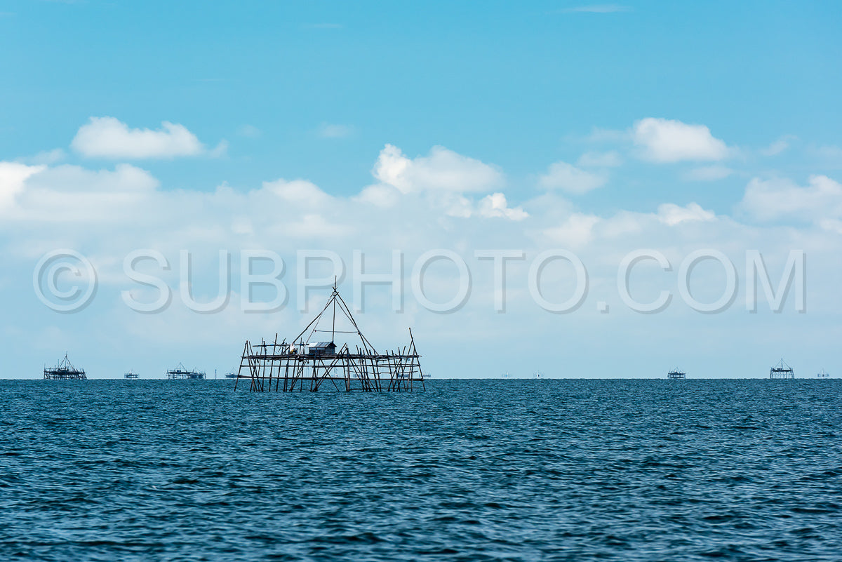 Traditional fishing structure built with bamboo called Bagang- Berau- Kalimantan- Borneo- Indonesia- Asia