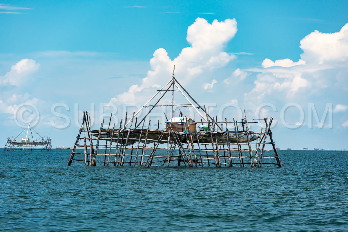 Traditional fishing structure built with bamboo called Bagang- Berau- Kalimantan- Borneo- Indonesia- Asia