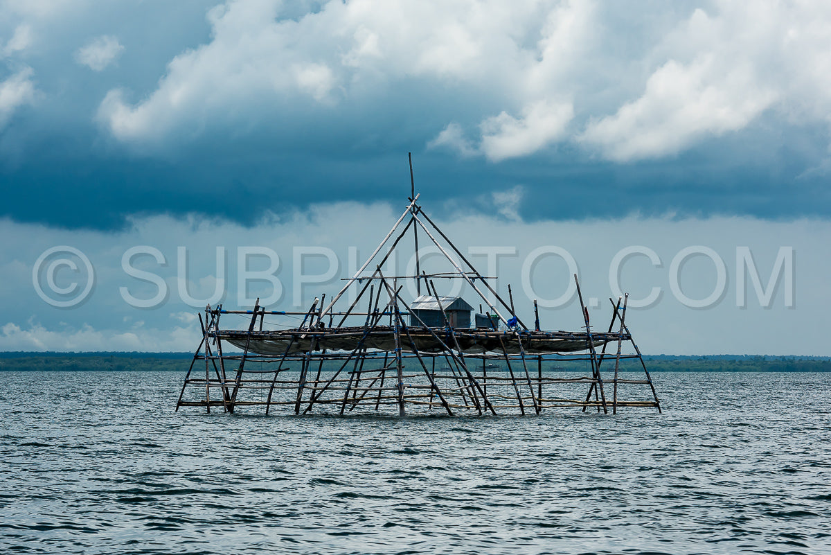 Traditional fishing structure built with bamboo called Bagang- Berau- Kalimantan- Borneo- Indonesia- Asia