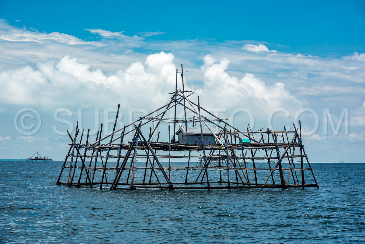 Traditional fishing structure built with bamboo called a bagang- Berau- Kalimantan- Borneo- Indonesia- Asia