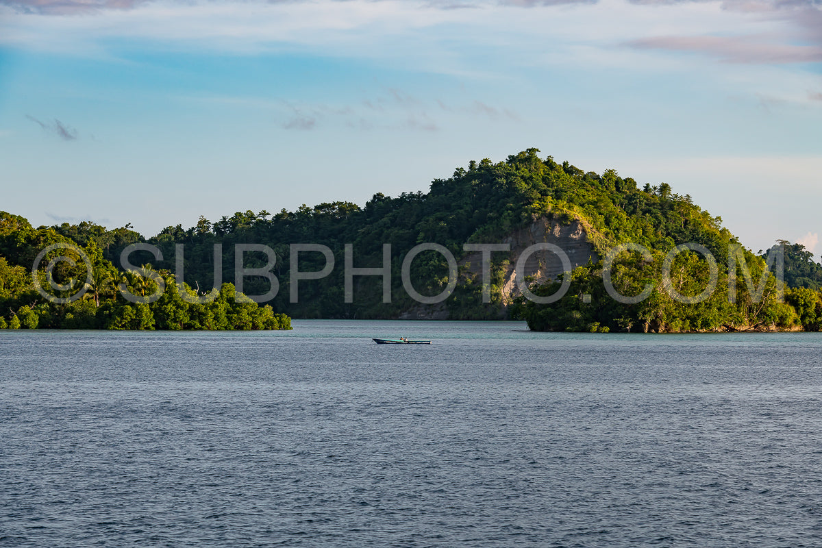 East Misool- group of small island with fishermen in shallow blue lagoon water- Raja Ampat- West Papua- Indonesia