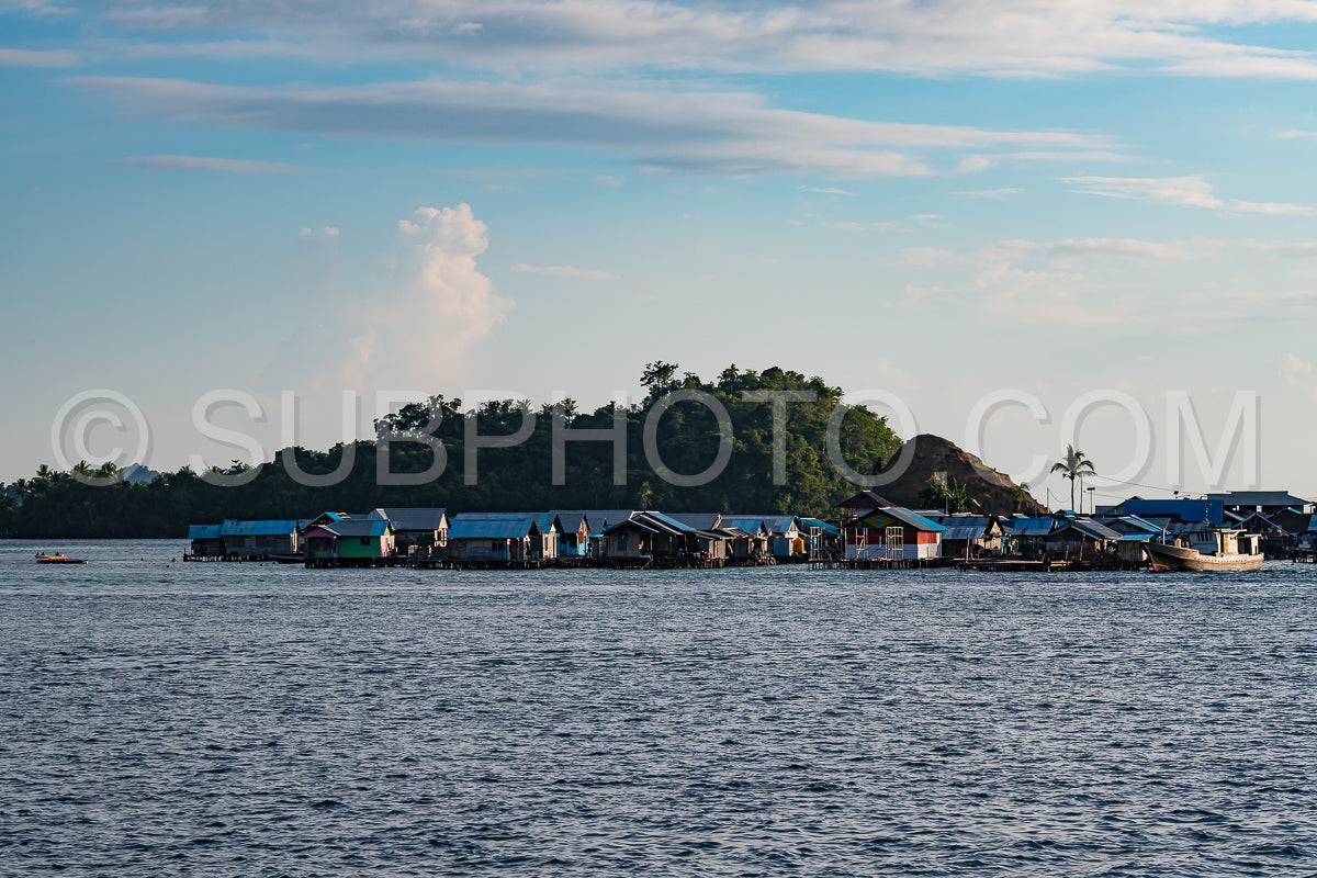 houses on stilts in Yellu village at sunset- east Misool- Indonesia