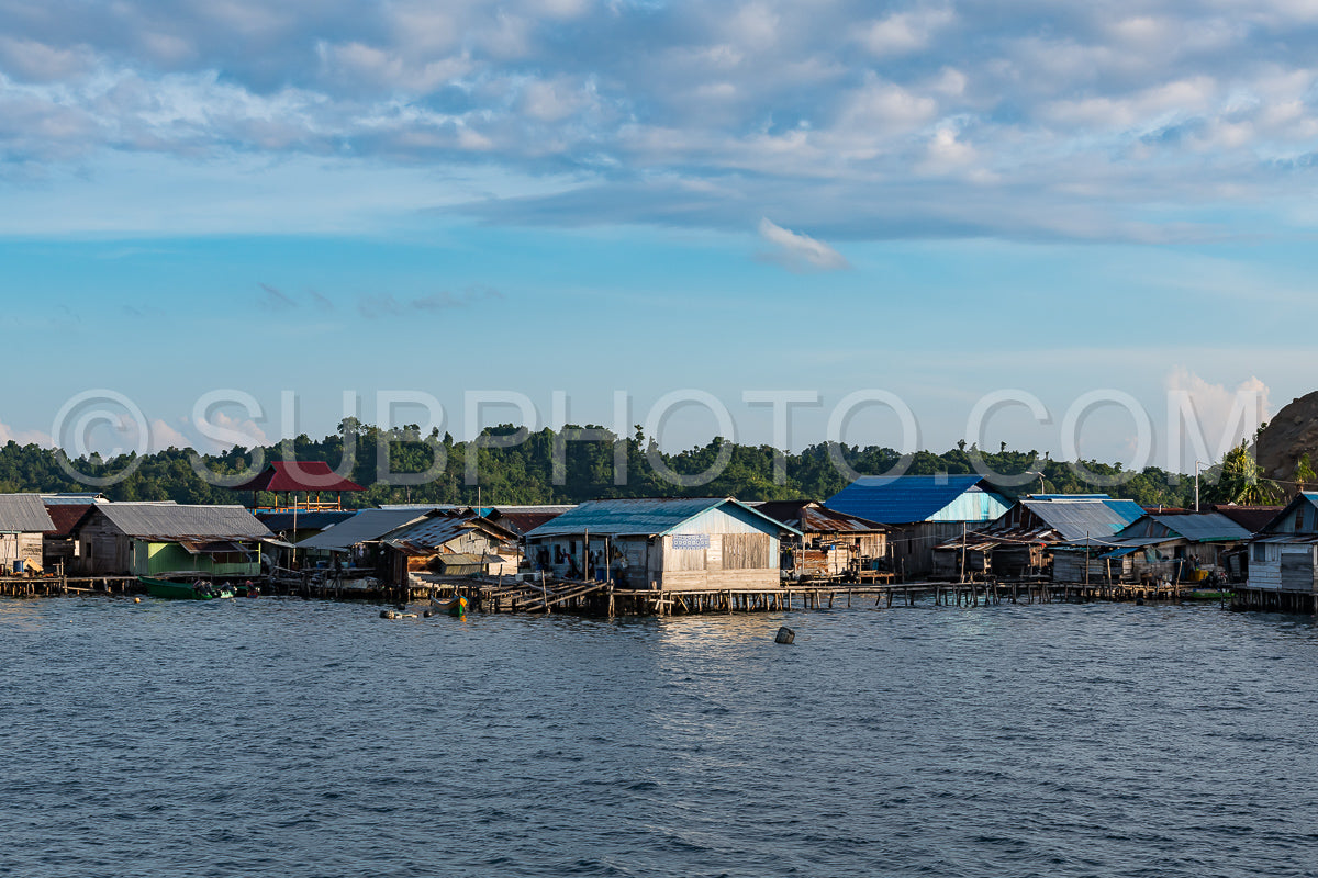 houses on stilts in Yellu village at sunset- east Misool- Indonesia