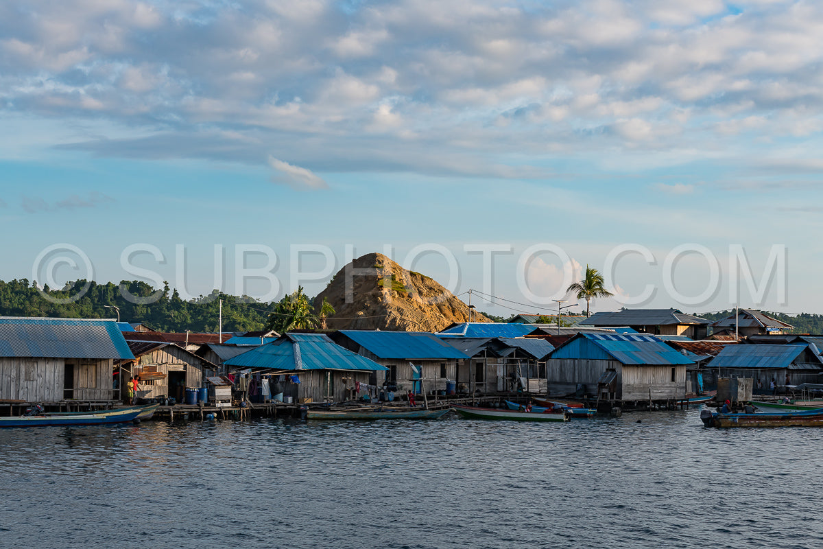 houses on stilts in Yellu village at sunset- east Misool- Indonesia