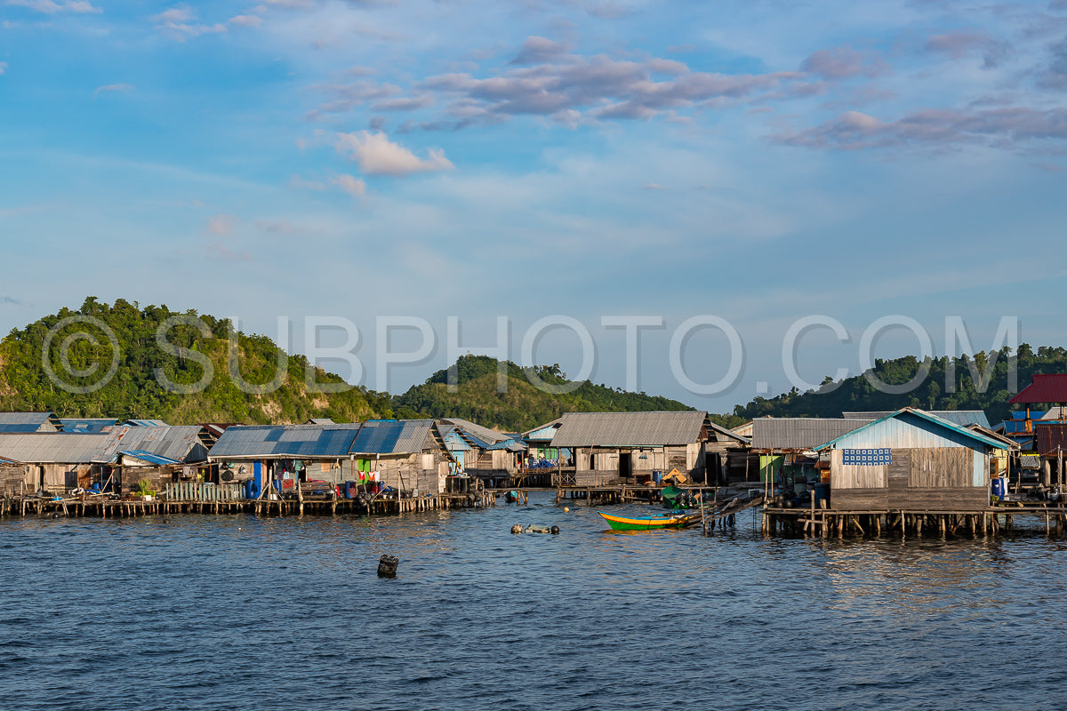 houses on stilts in Yellu village at sunset- east Misool- Indonesia