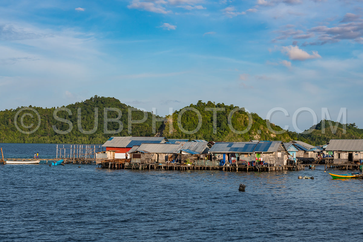 houses on stilts in Yellu village at sunset- east Misool- Indonesia