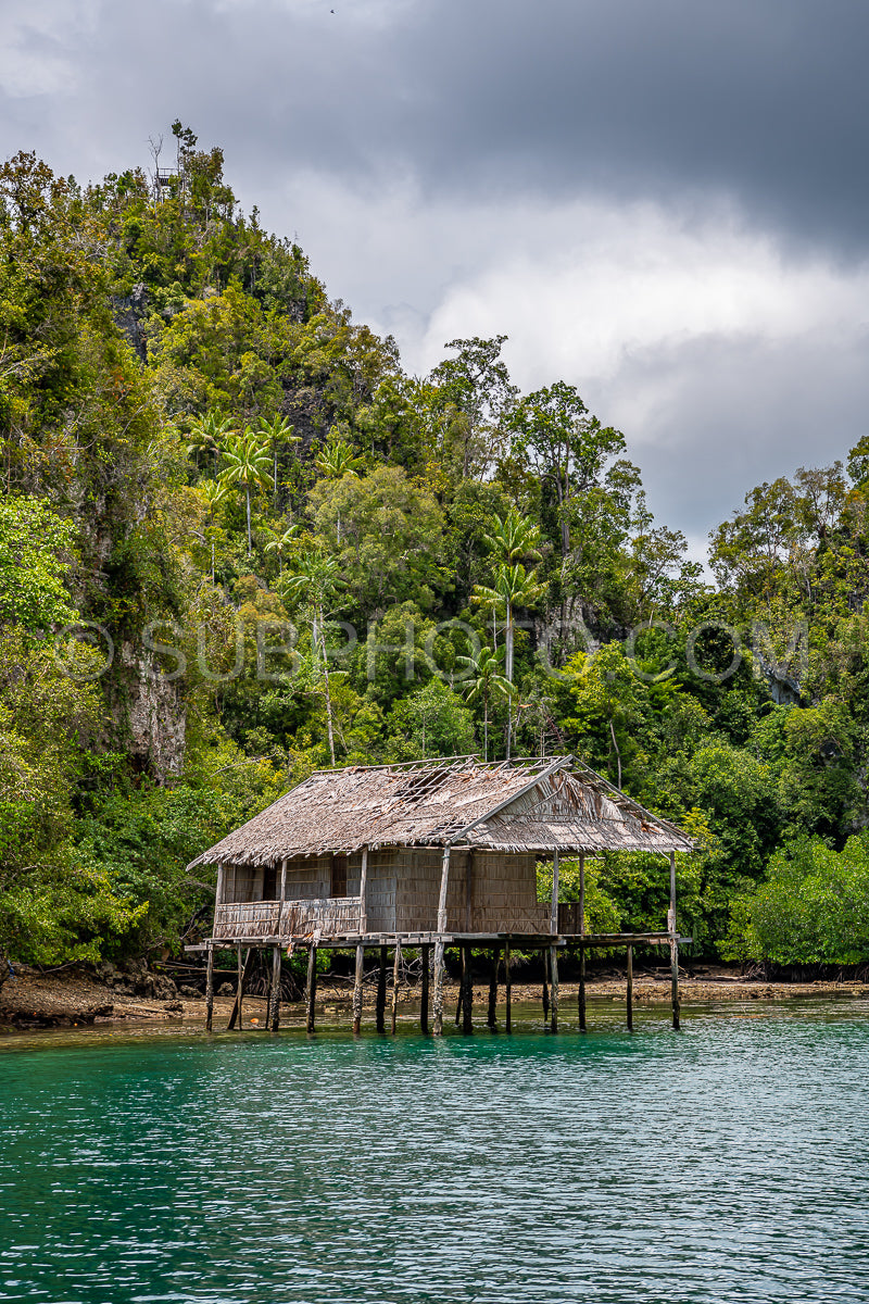Waigeo- Kri- Mushroom Island- group of small islands in shallow blue lagoon water- Raja Ampat- West Papua- Indonesia