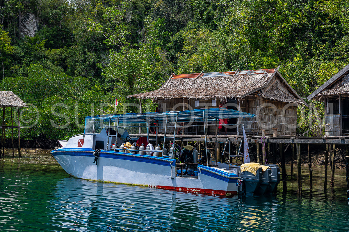 Waigeo- Kri- Mushroom Island- group of small islands in shallow blue lagoon water- Raja Ampat- West Papua- Indonesia