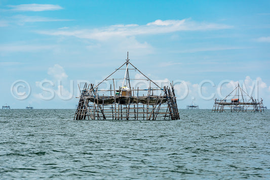 Traditional fishing structure built with bamboo called Bagang- Berau- Kalimantan- Borneo- Indonesia- Asia