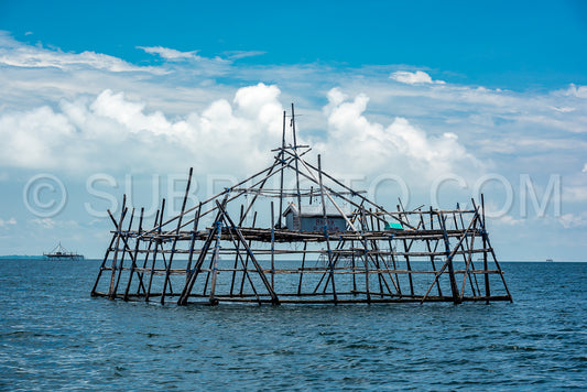 Traditional fishing structure built with bamboo called a bagang- Berau- Kalimantan- Borneo- Indonesia- Asia
