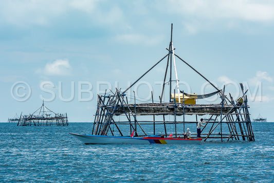 Traditional fishing structure built with bamboo called Bagang- Berau- Kalimantan- Borneo- Indonesia- Asia