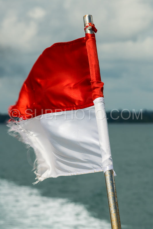 indonesian flag on a boat