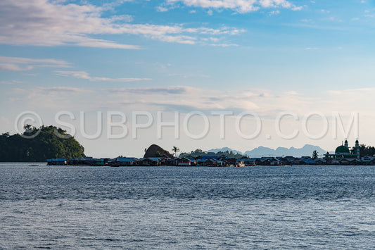 houses on stilts in Yellu village at sunset- east Misool- Indonesia