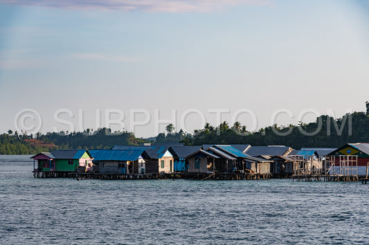 houses on stilts in Yellu village at sunset- east Misool- Indonesia