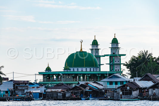 Masjid Nurul Huda Mosque in Yellu village at sunset- east Misool- Indonesia