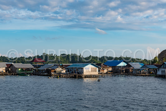 houses on stilts in Yellu village at sunset- east Misool- Indonesia