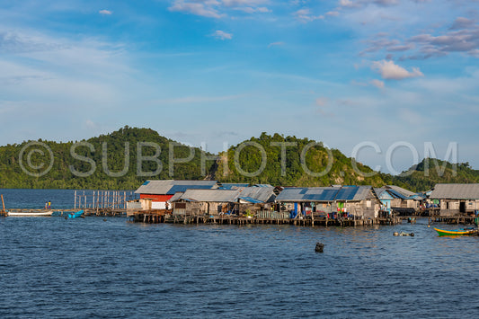 houses on stilts in Yellu village at sunset- east Misool- Indonesia