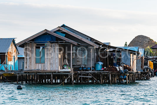 houses on stilts in Yellu village at sunset- east Misool- Indonesia