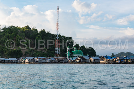 houses on stilts in Yellu village at sunset- east Misool- Indonesia