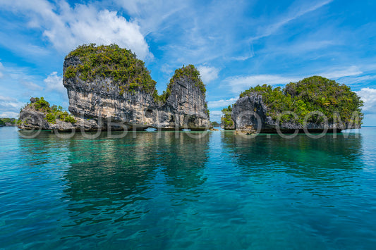 East Misool- group of small island in shallow blue lagoon water- Raja Ampat- West Papua- Indonesia