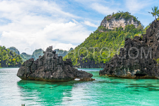 East Misool- group of small island in shallow blue lagoon water- Raja Ampat- West Papua- Indonesia