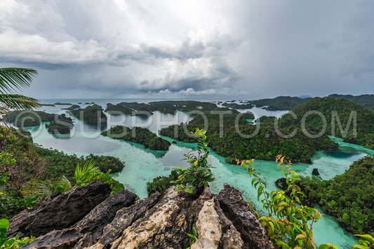 East Misool- group of small island in shallow blue lagoon water- Raja Ampat- West Papua- Indonesia