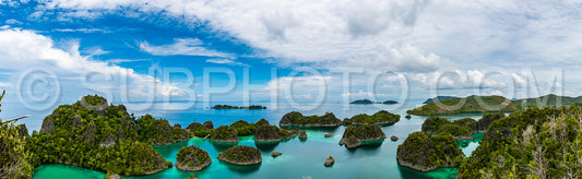 Waigeo- Kri- Mushroom Island- group of small islands in shallow blue lagoon water- Raja Ampat- West Papua- Indonesia