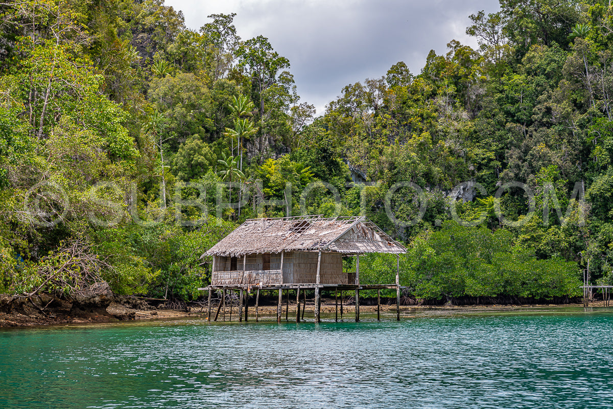 Waigeo- Kri- Mushroom Island- group of small islands in shallow blue lagoon water- Raja Ampat- West Papua- Indonesia