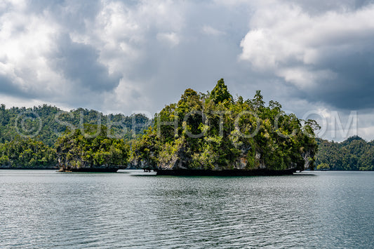 Photo de Waigeo- Kri- Mushroom Island- groupe de petites îles dans un lagon bleu peu profond- Raja Ampat- Papouasie occidentale- Indonésie
