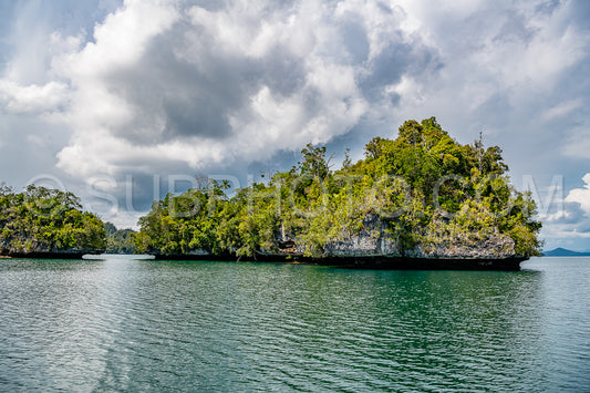 Photo de Waigeo- Kri- Mushroom Island- groupe de petites îles dans un lagon bleu peu profond- Raja Ampat- Papouasie occidentale- Indonésie
