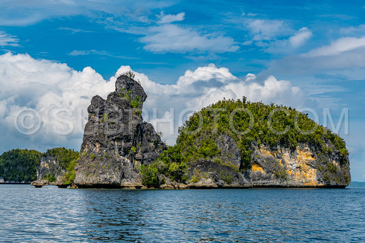Photo de Waigeo- Kri- Mushroom Island- groupe de petites îles dans un lagon bleu peu profond- Raja Ampat- Papouasie occidentale- Indonésie