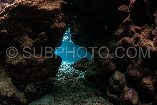 typical underwater cave in a red sea reef
