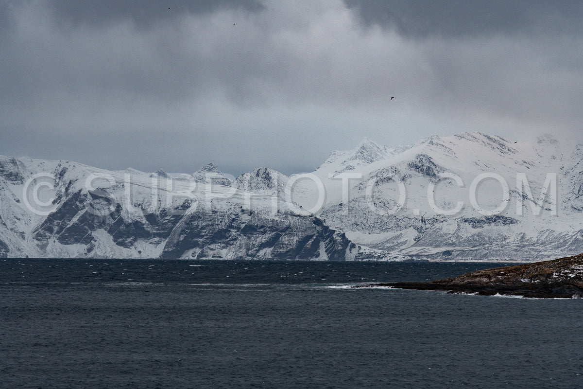 view of KvÃ¦nangen fjord from Seglvik village