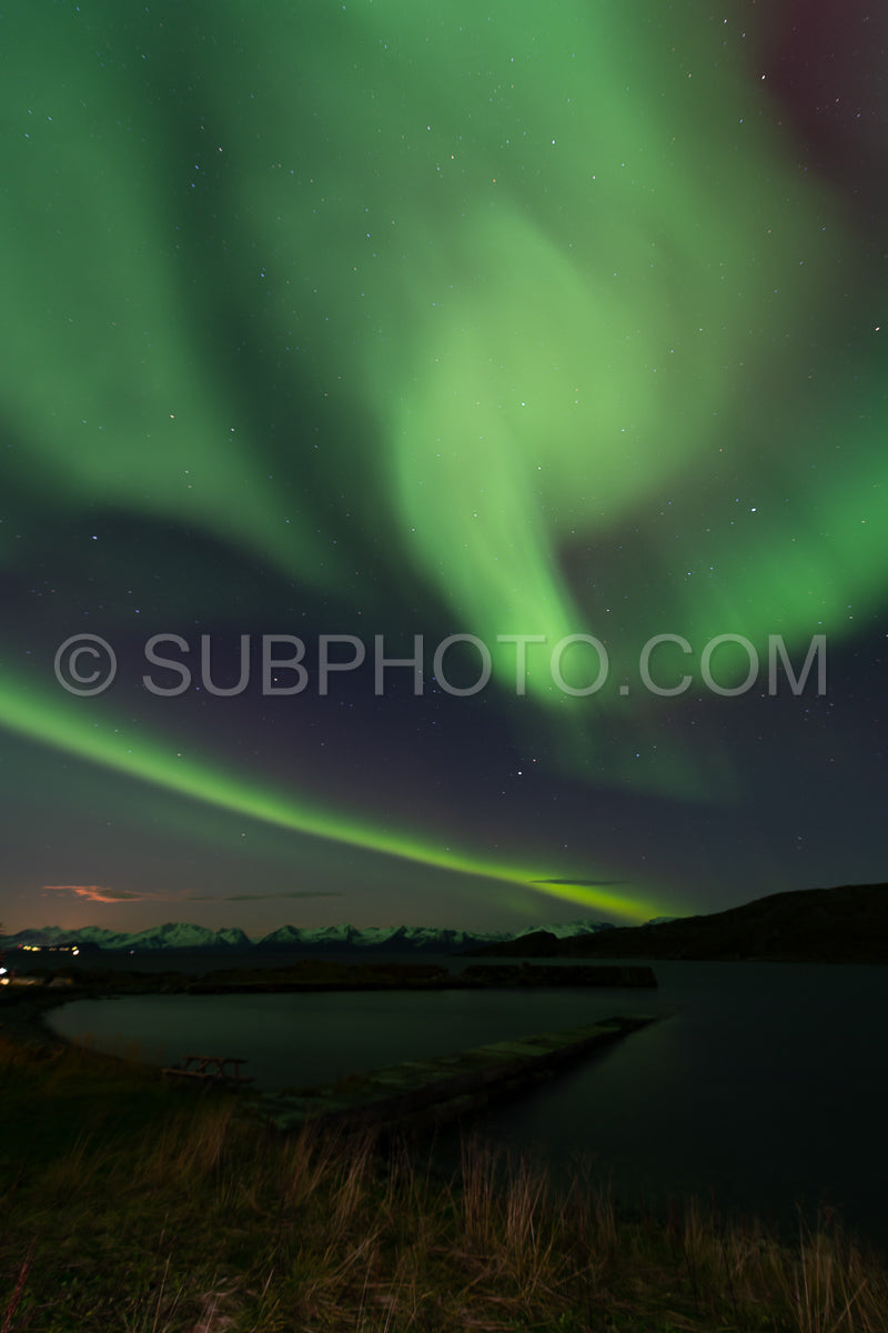 Northern lights above Seglvik- Troms- Norway with stars