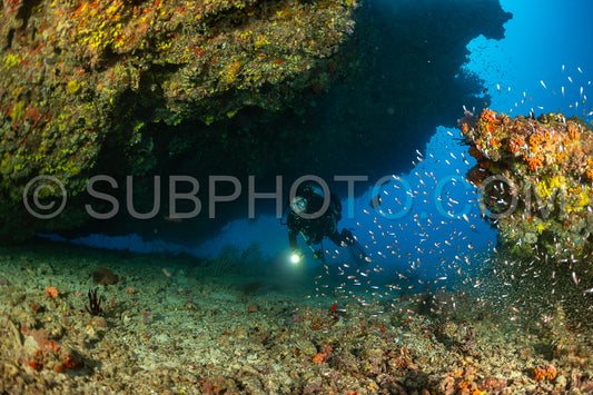 Diver discovering the beauty of the Maldivian coral reefs