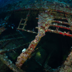 Encrusted ladders and frames of the Levanzo wreck, Red Sea, Egypt